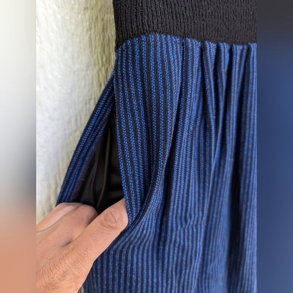 Vintage Maria Rodriguez Chicago Blue Black Wrap Skirt Pockets Women's Size Small - Picture 5 of 9